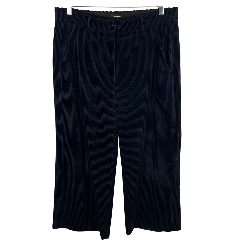 ME+EM Navy Blue Jumbo Corduroy Wide‎ Leg Trousers Pants Womens US 10 UK 14